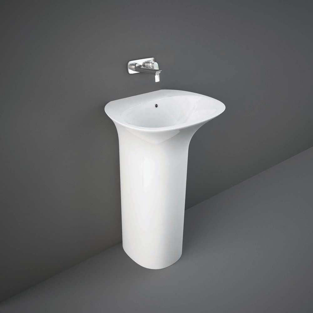 Lavabo totem moderne – Blanc brillant – 55 cm x 46 cm – Plage non percée – RAK Sensation x Hudson Reed