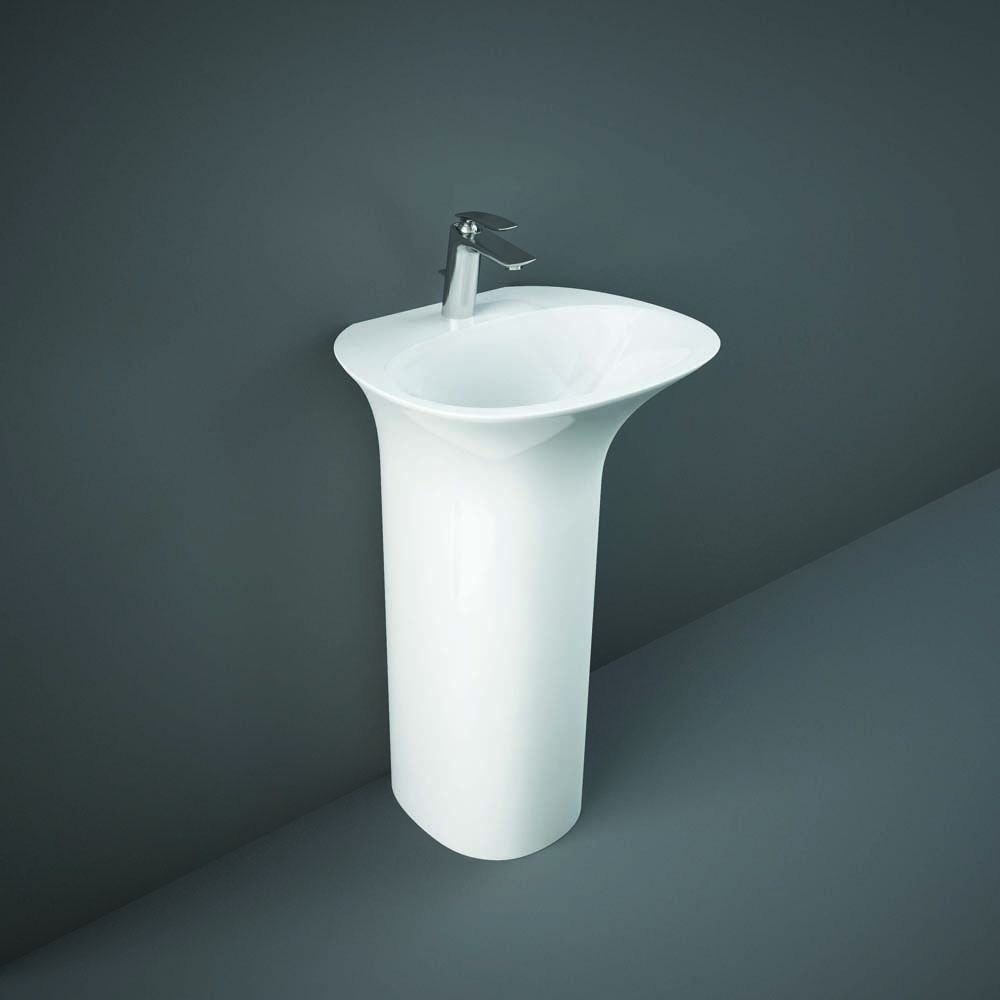 Lavabo totem moderne – Blanc brillant – 55 cm x 46 cm – 1 trou – RAK Sensation x Hudson Reed