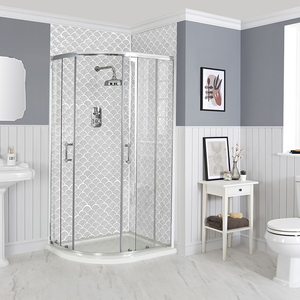 Porte de douche d’angle quart de cercle rétro – Choix de tailles – Langley