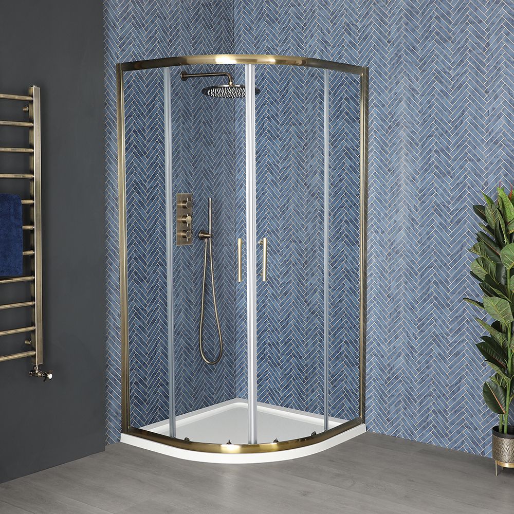 Porte de douche quart de cercle – laiton ancien – 90 cm – Alama