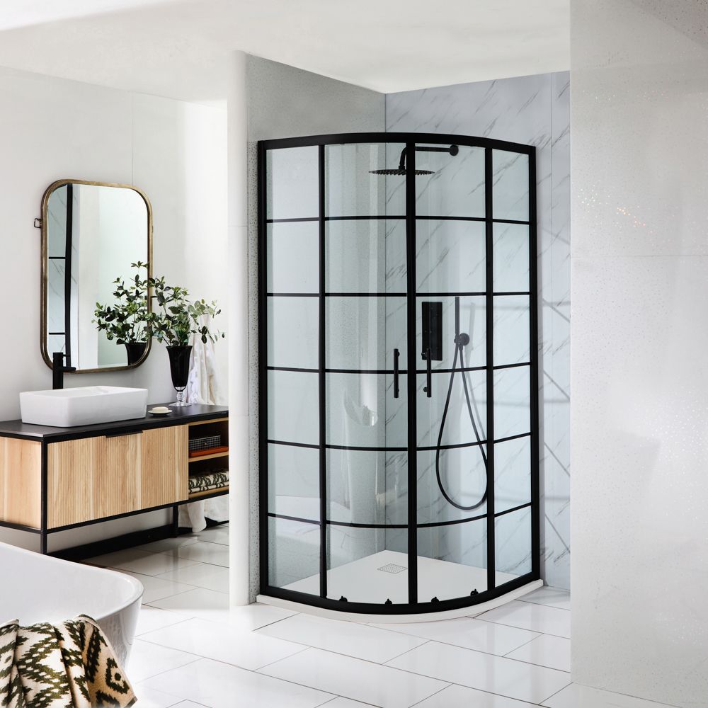 Cabine de douche quart de cercle – Noir – Avec receveur - Choix de tailles - Barq
