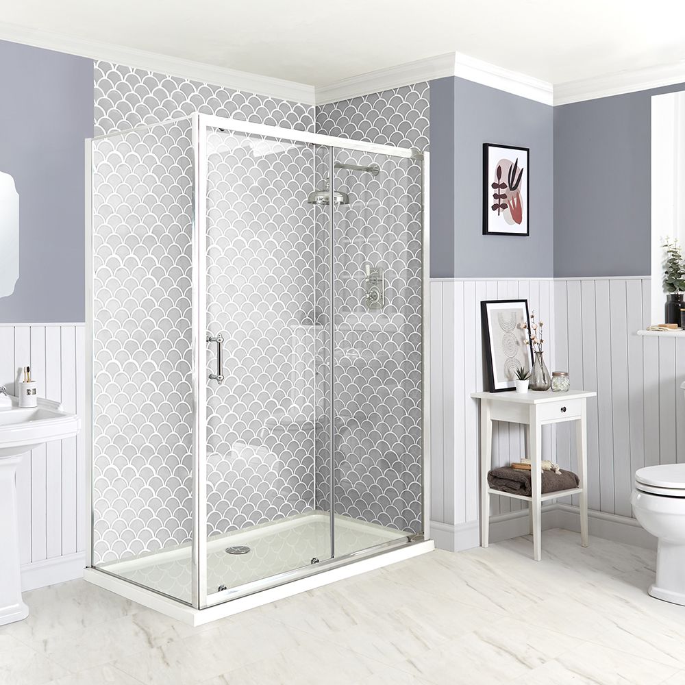 Porte de douche coulissante – Choix de tailles et de paroi de retour – Langley
