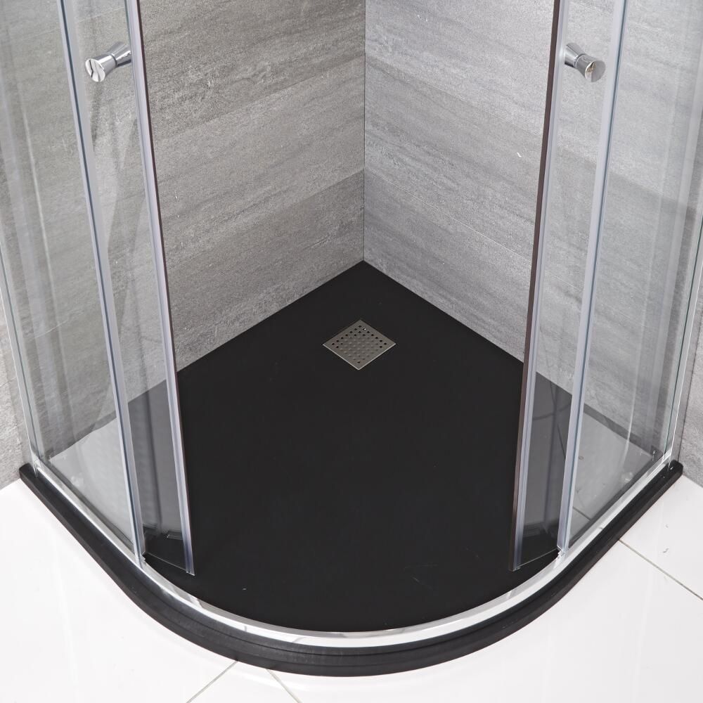 Receveur de douche à effet texturé quart de cercle – Anthracite – 90 cm - Rockwell