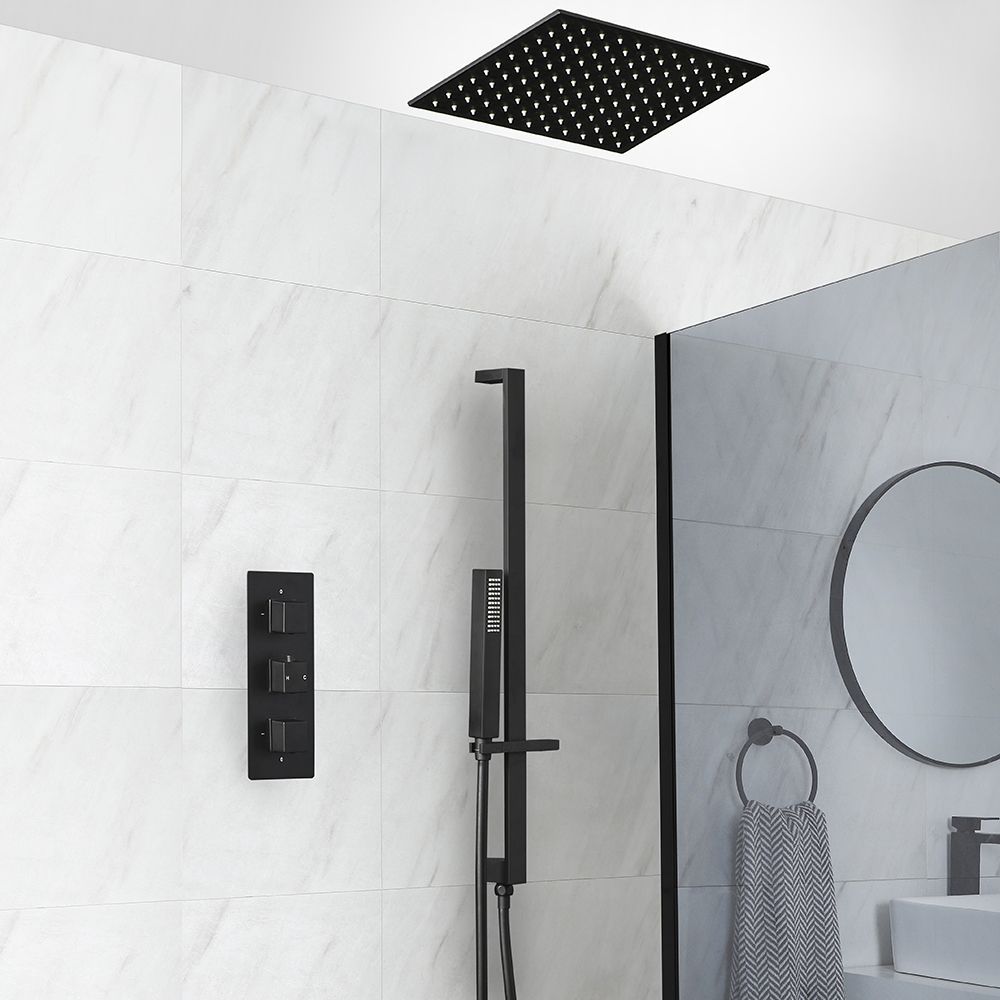Kit de douche thermostatique – Noir – Choix de fonctions - Preto