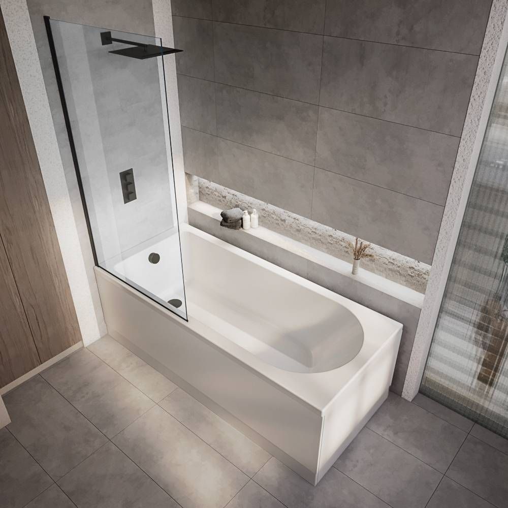 Baignoire douche rectangulaire - Pare baignoire noir - Choix de tailles et de tabliers - Covelly