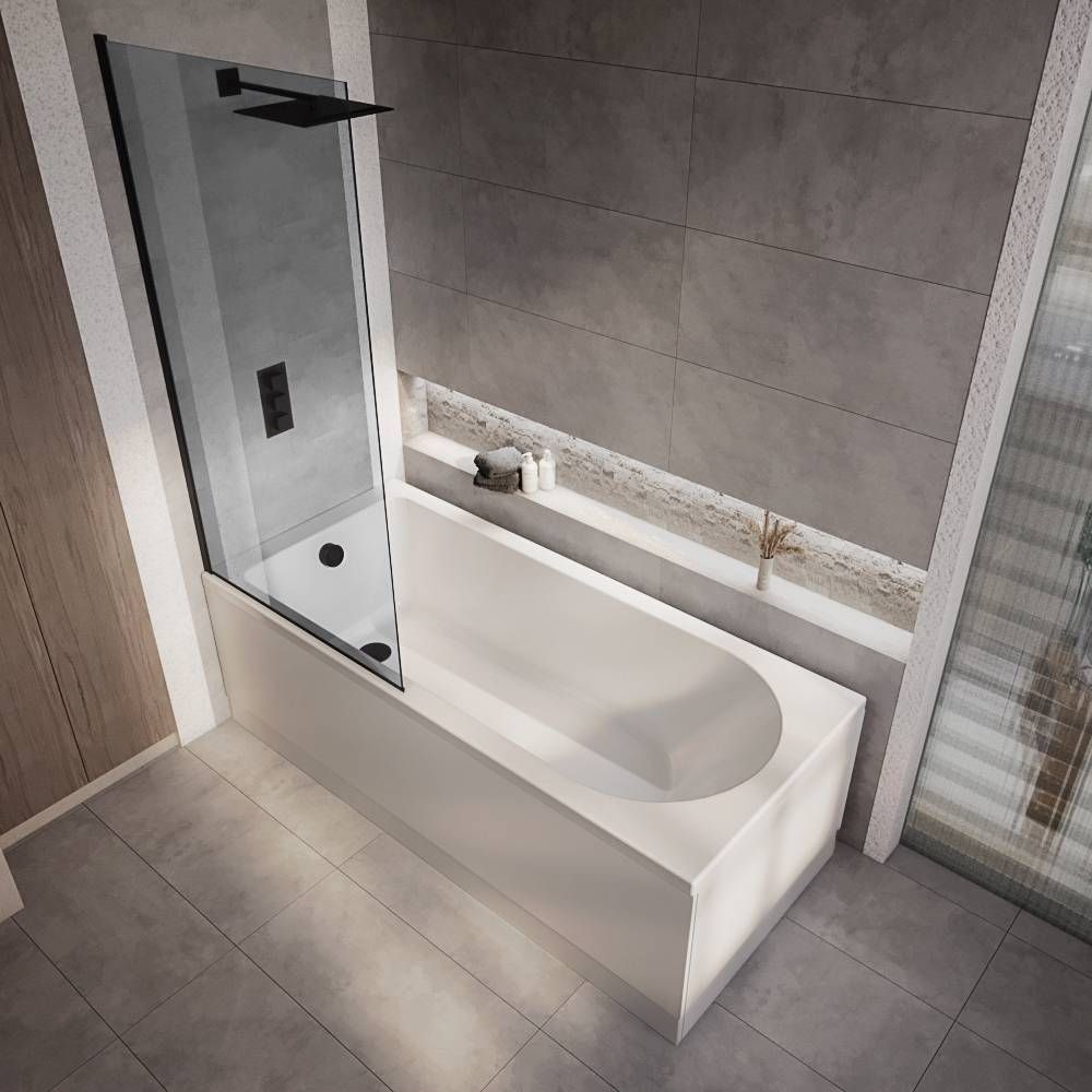 Baignoire douche rectangulaire - Pare baignoire fumé - Choix de tailles et de tabliers - Covelly