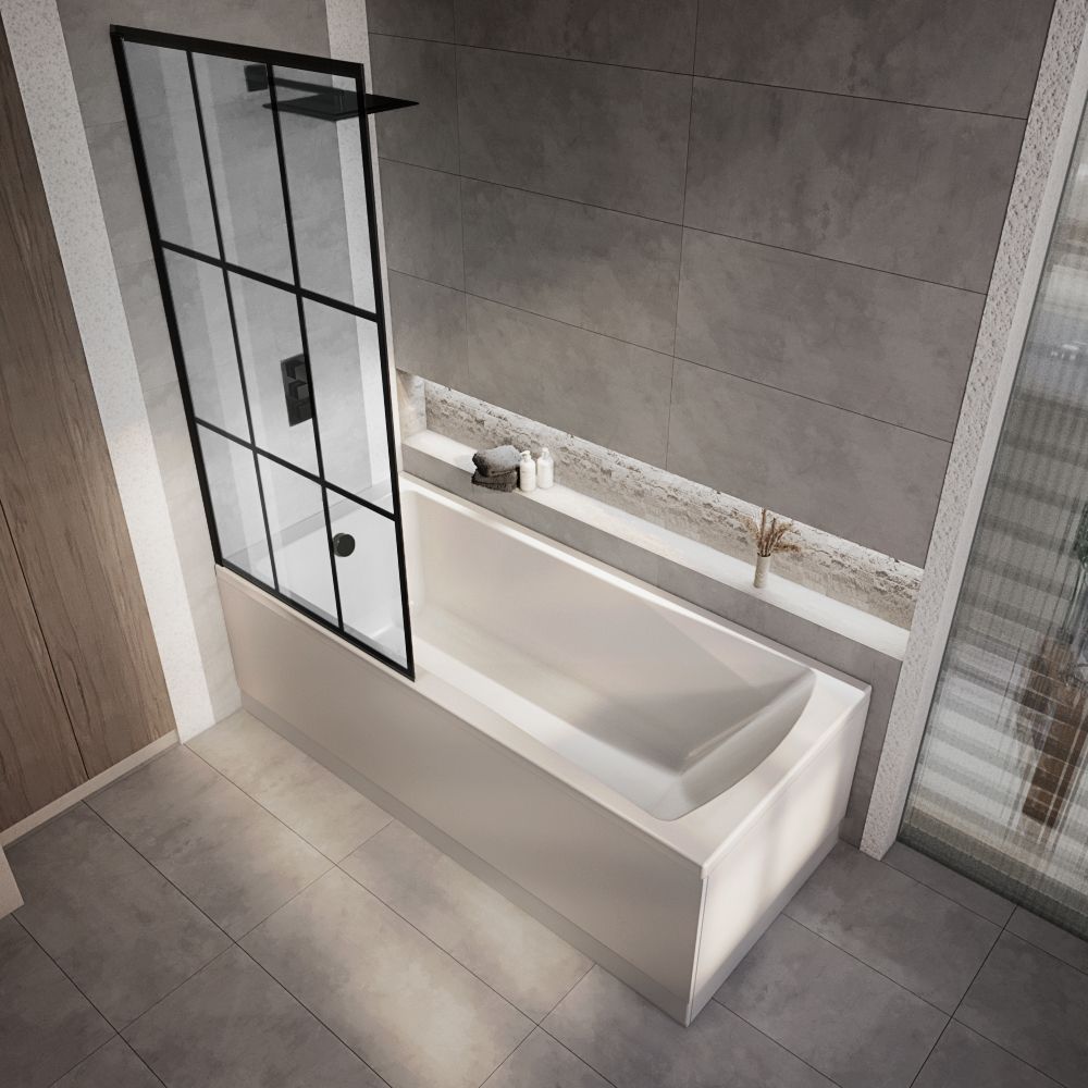 Baignoire douche rectangulaire - Pare-baignoire verrière - Choix de tailles et de tabliers - Sandford