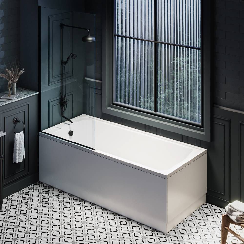 Baignoire douche rétro – Avec pare baignoire noir – Choix de tailles et de tabliers – Richmond