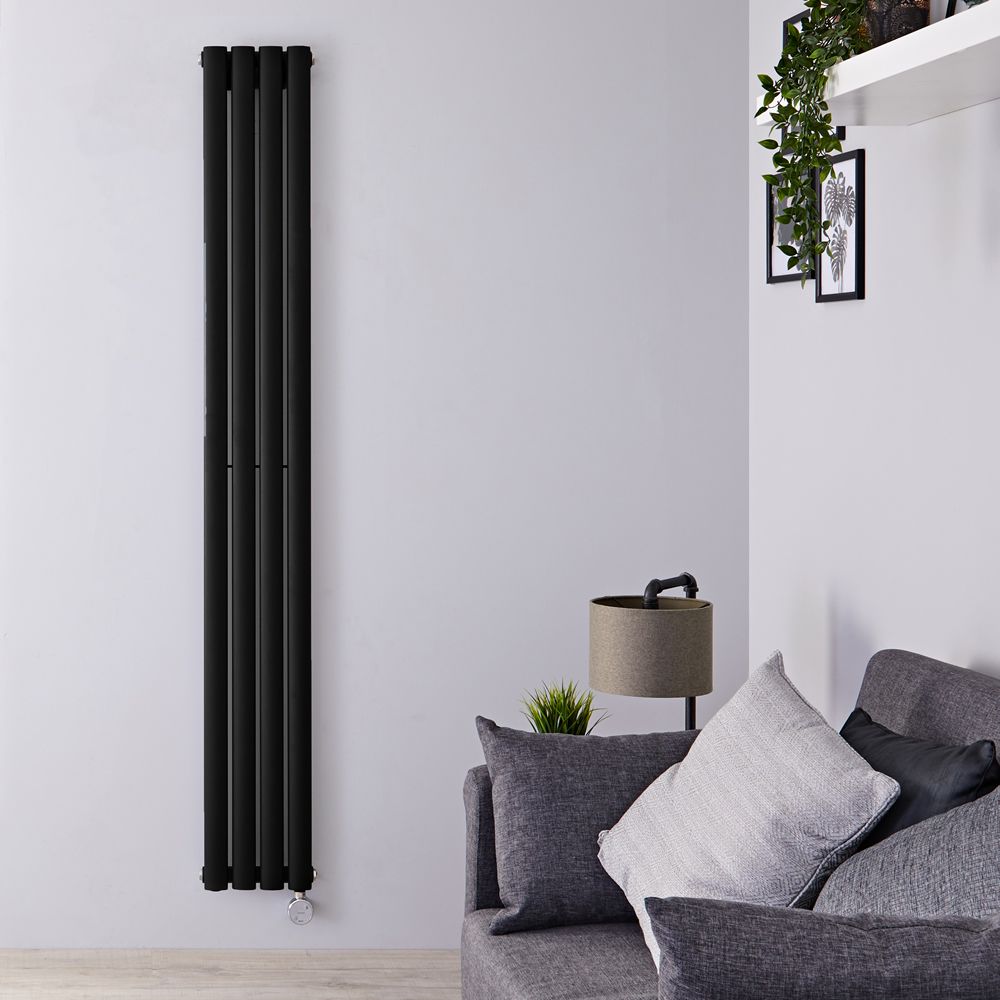 Radiateur design électrique vertical – Noir – 178 cm x 23,6 cm x 5,6 cm – Avec thermostat Wi-Fi - Vitality
