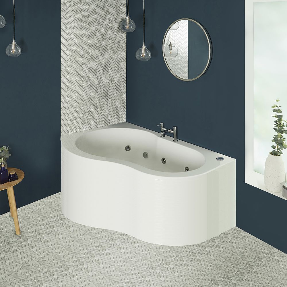 Baignoire balnéo d'angle moderne - 150 cm x 100 cm - Angle gauche ou droit - Ashbury