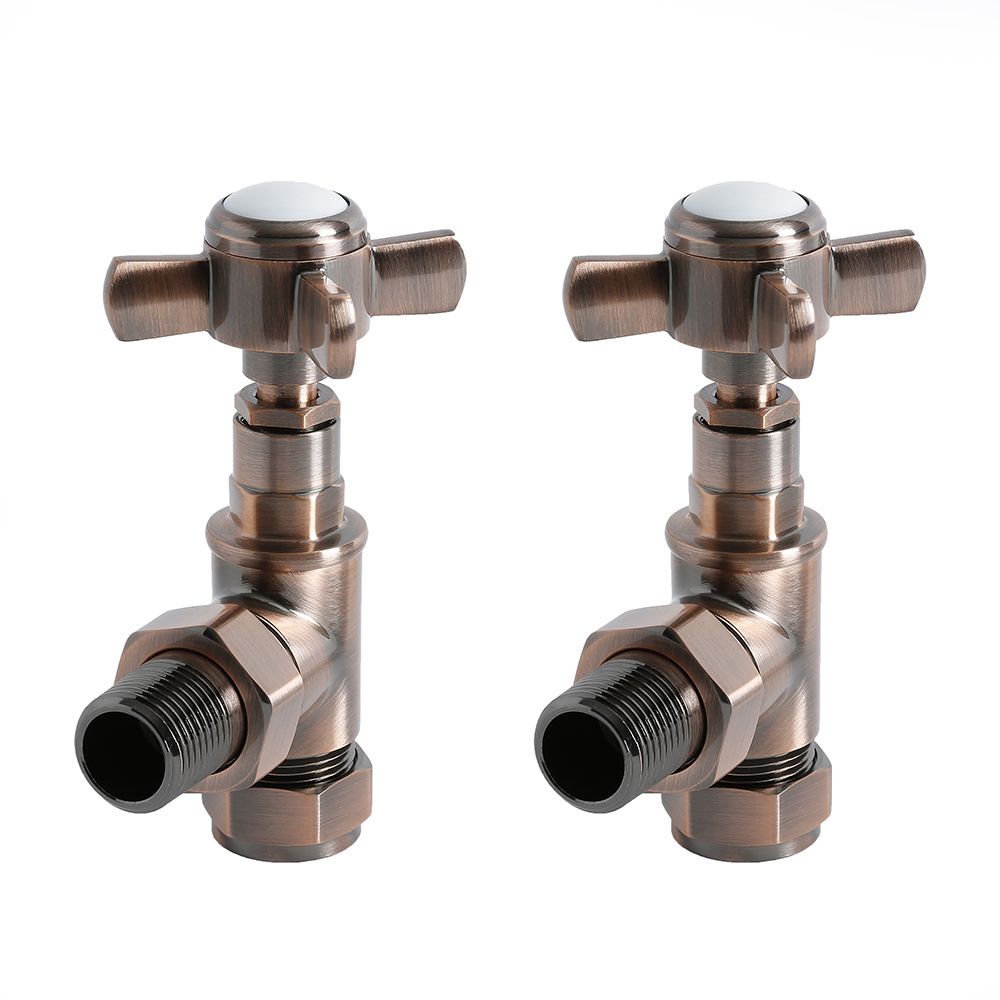 Robinets de radiateur d’angle rétro (paire) – Bronze brossé