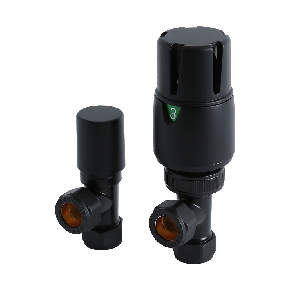 Robinets de radiateur thermostatiques d’angle – Noir
