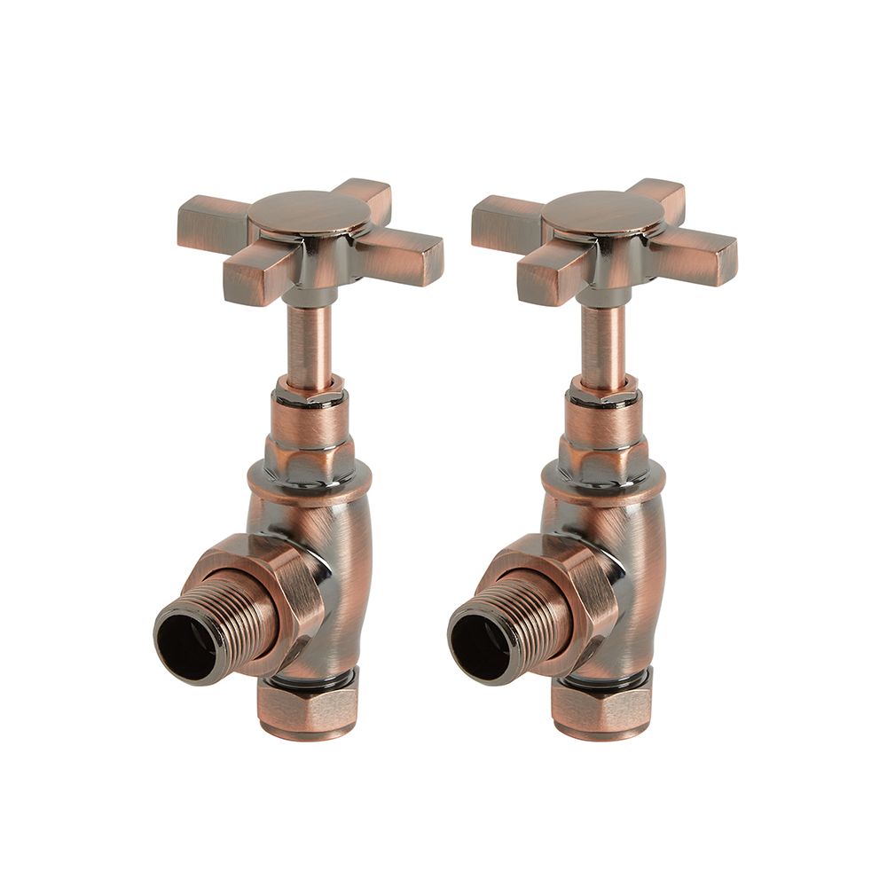 Robinets de radiateur coudés rétro (paire) – Bronze brossé