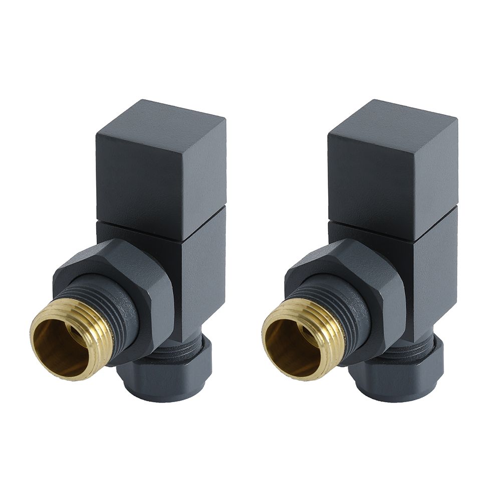Robinets de radiateur coudés carrés - Anthracite