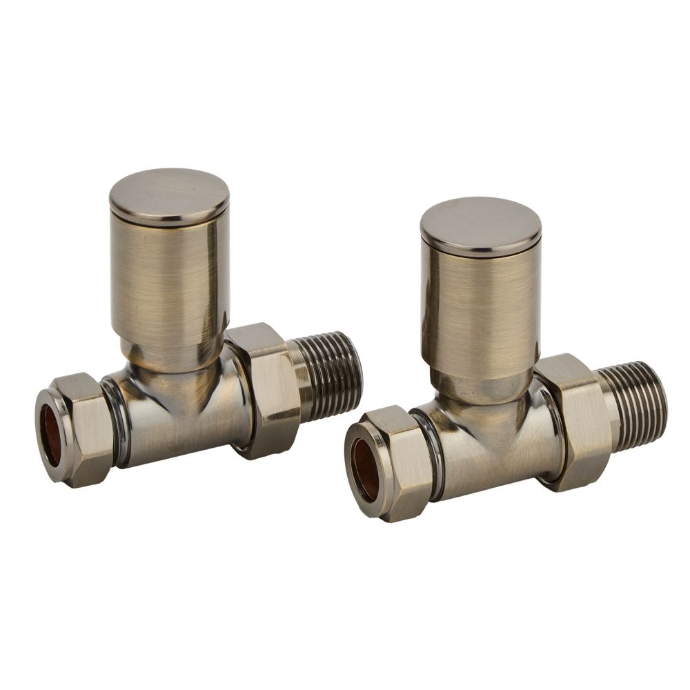 Paire de robinets de radiateur droits rétro – Laiton brossé foncé