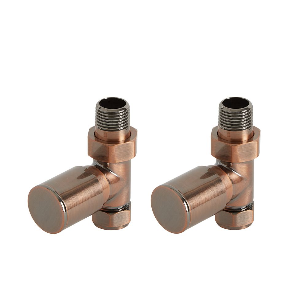 Paire de robinets de radiateur droits modernes – Bronze brossé