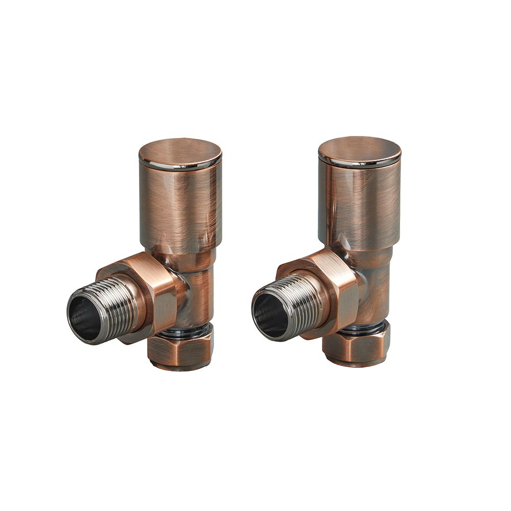 Paire de robinets de radiateur d’angle rétro – Bronze brossé