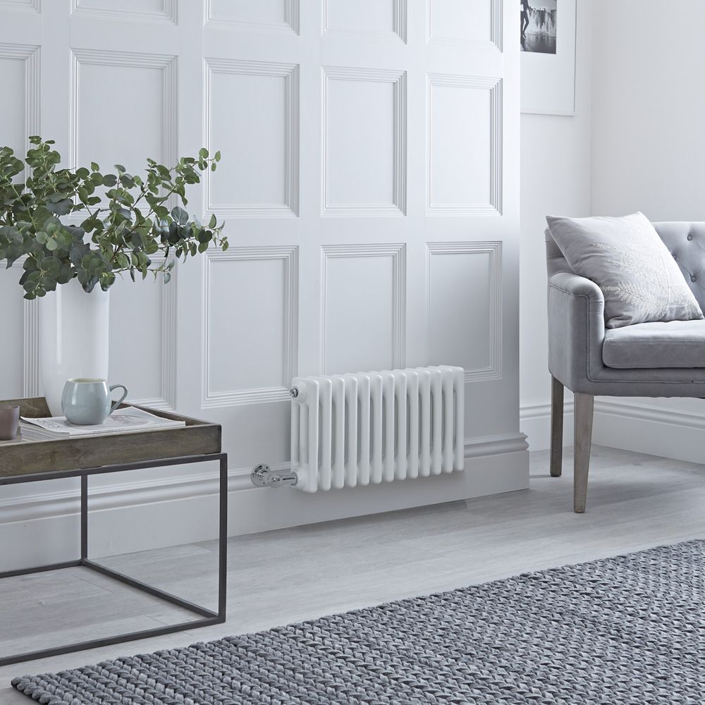 Radiateur électrique style fonte - Blanc - Triple rang - 60,5 cm x 30 cm - Choix de thermostat Wi-Fi - Windsor