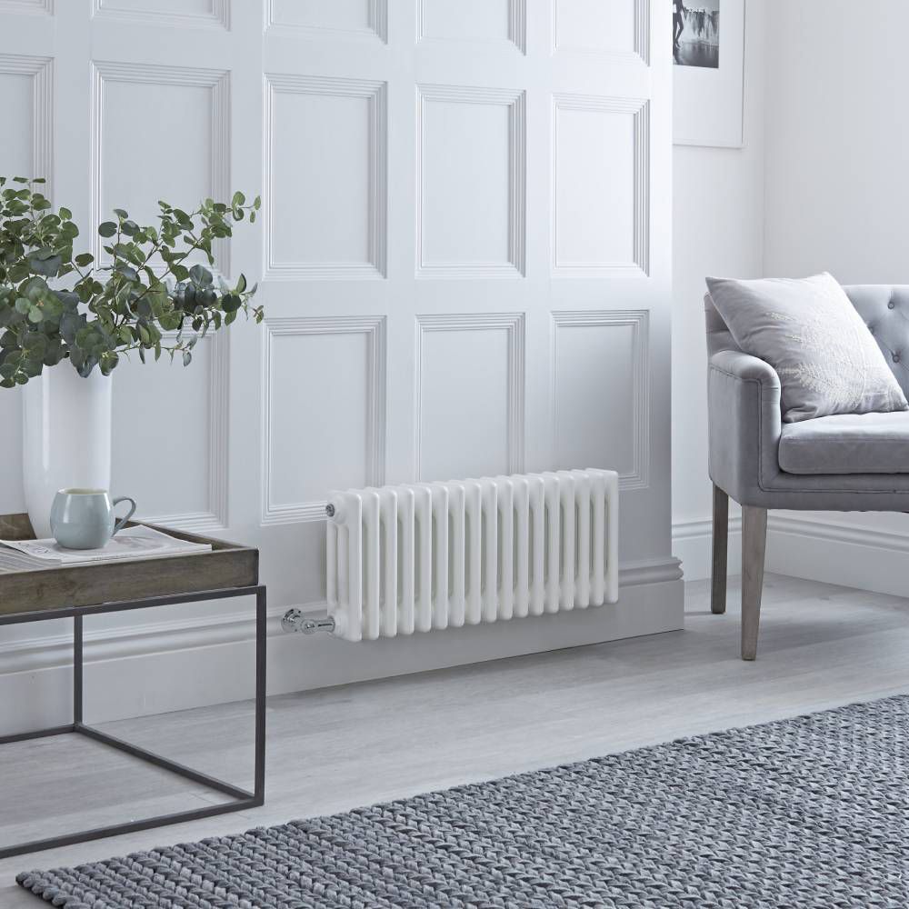 Radiateur électrique style fonte - Blanc - Triple rang - 78,5 cm x 30 cm - Choix de thermostat Wi-Fi - Windsor