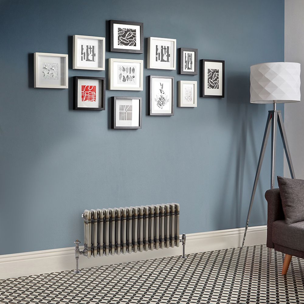 Radiateur style fonte rétro horizontal – Triple rang – Métal brut laqué – 30 cm x 78,5 cm - Windsor