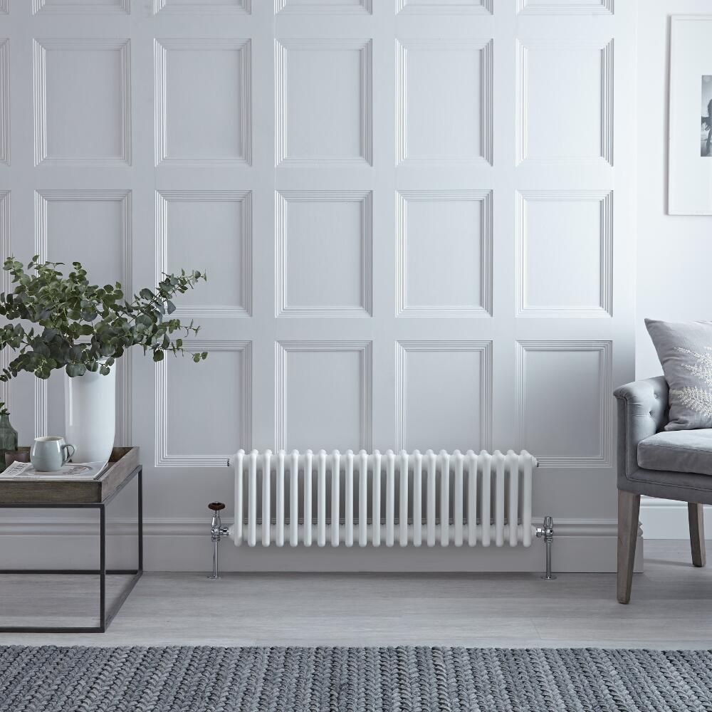 Radiateur style fonte horizontal – Blanc – 30 cm x 101 cm – Triple rang – Windsor
