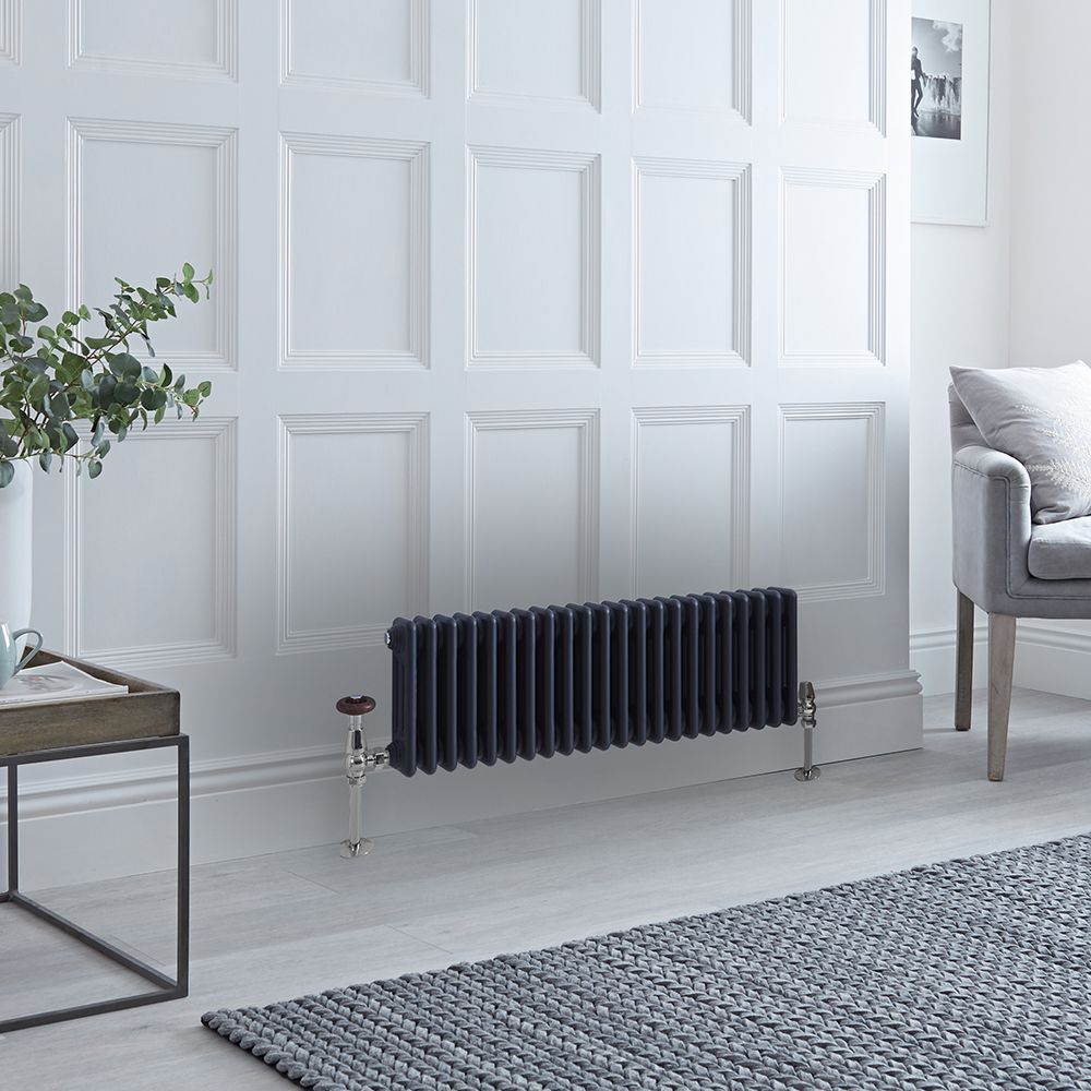 Radiateur style fonte horizontal – Anthracite – Triple rangs – 30 cm x 101 cm – Windsor