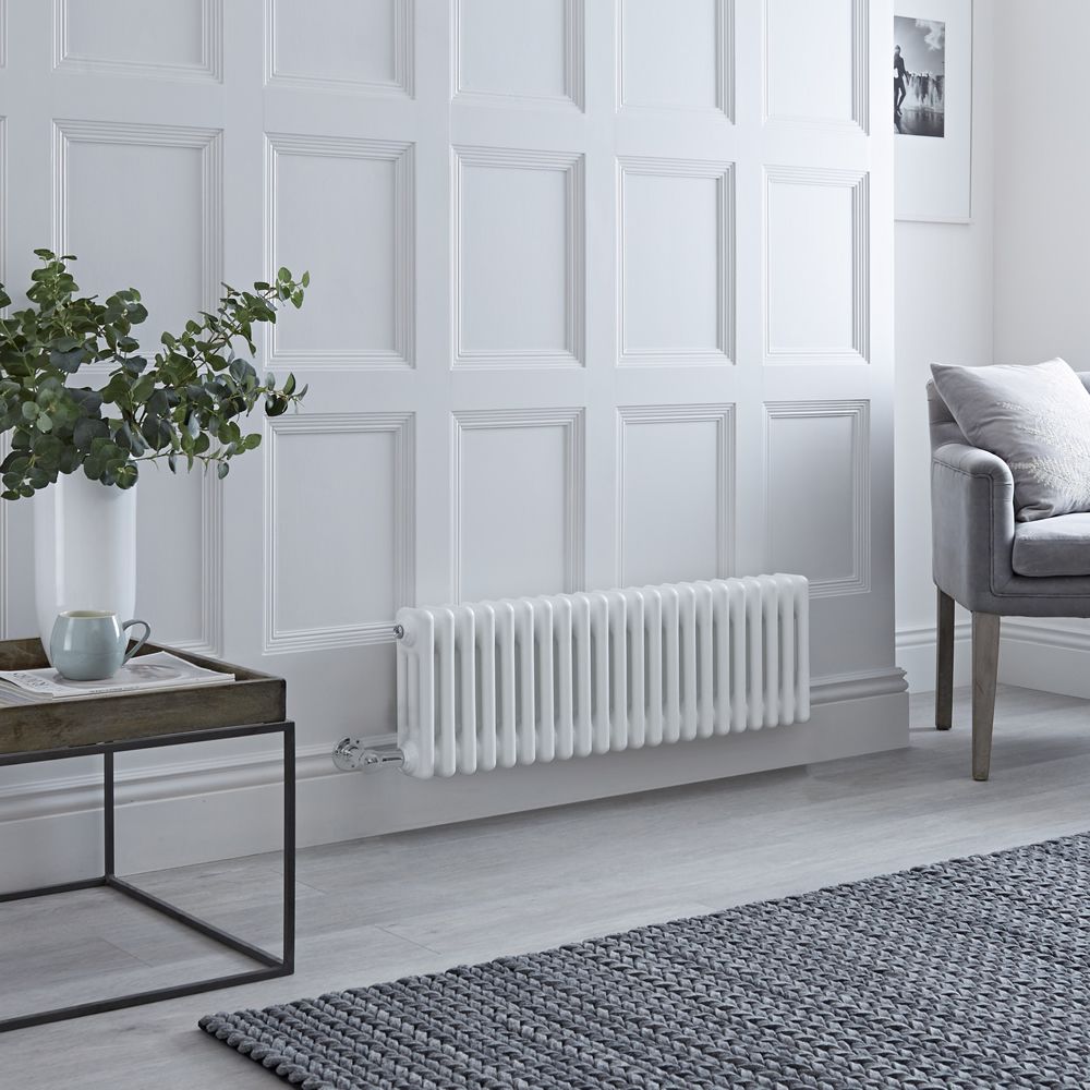 Radiateur électrique style fonte - Blanc - Triple rang - 101 cm x 30 cm - Choix de thermostat Wi-Fi - Windsor
