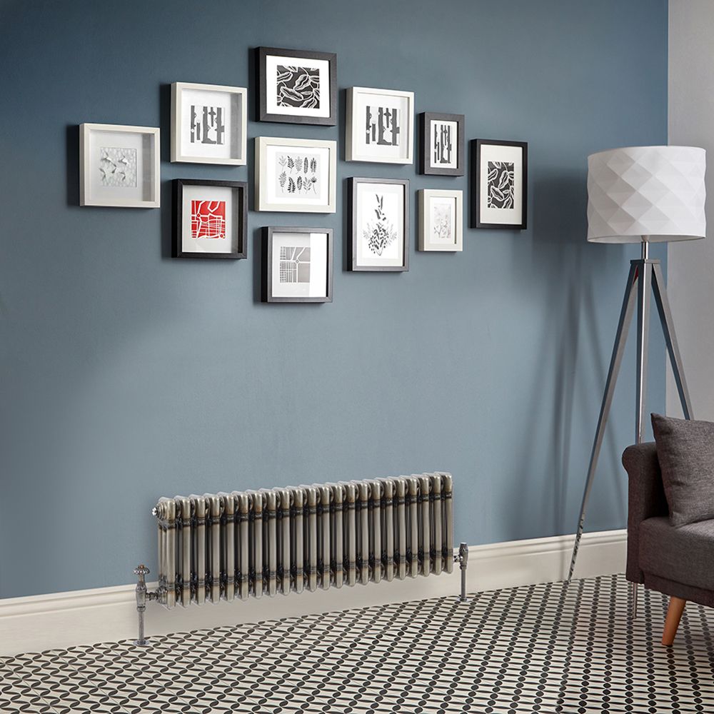 Radiateur style fonte rétro horizontal – Triple rang – Métal brut laqué – 30 cm x 101 cm - Windsor