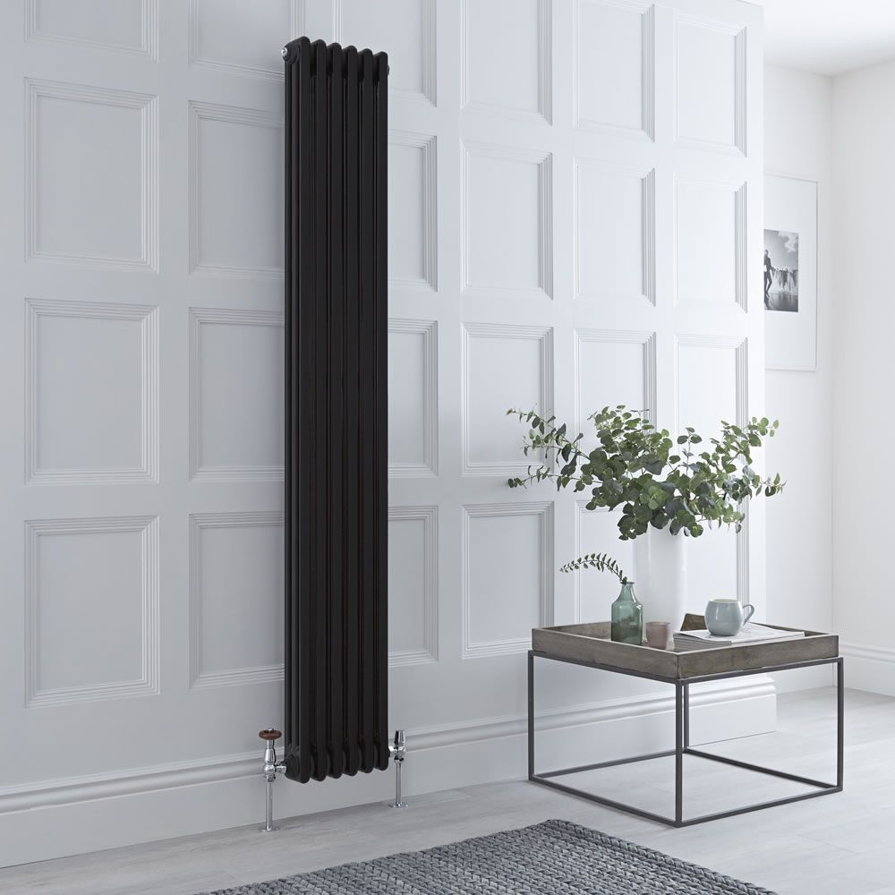 Radiateur style fonte rétro vertical - 180 cm – Noir - Triple rang – Choix de tailles et de pieds - Windsor