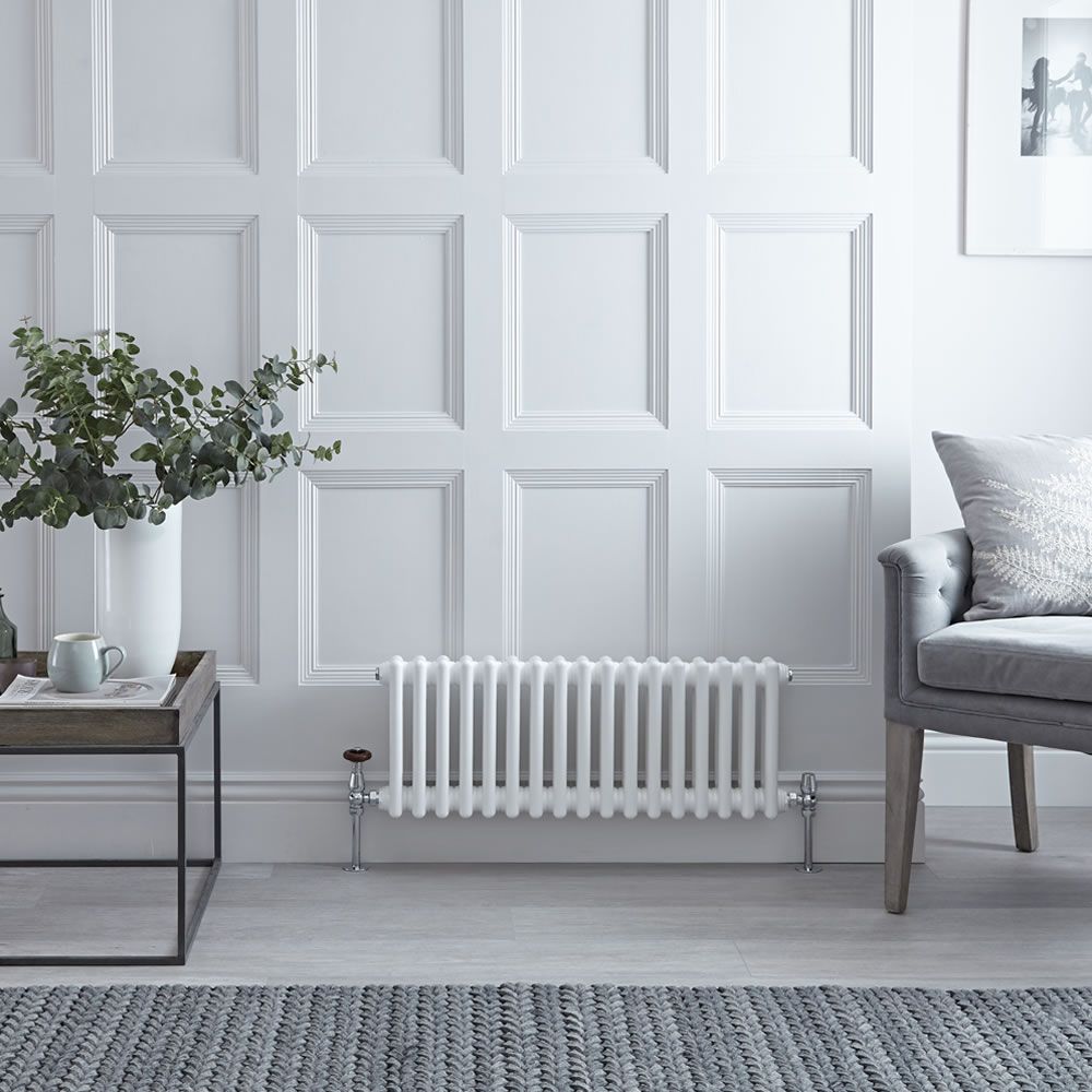 Radiateur style fonte horizontal – Blanc – 30 cm x 78,5 cm – Double rang – Windsor