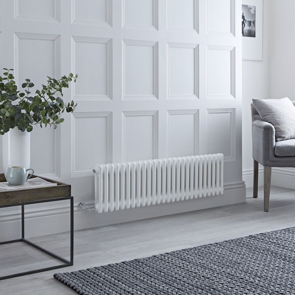 Radiateur électrique style fonte - Blanc - Double rang - 119 cm x 30 cm - Choix de thermostat Wi-Fi - Windsor
