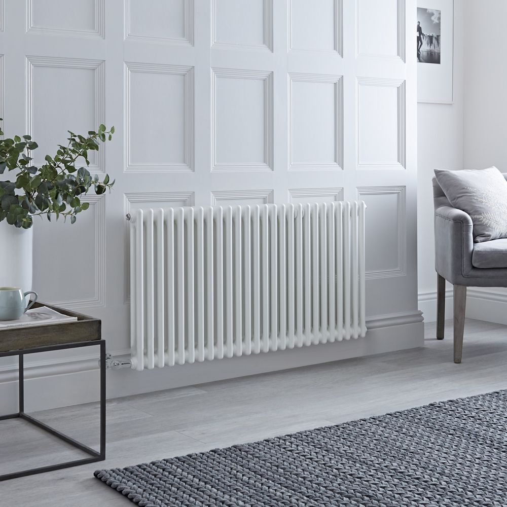 Radiateur électrique style fonte - Blanc - Double rang - 119 cm x 60 cm - Choix de thermostat Wi-Fi - Windsor