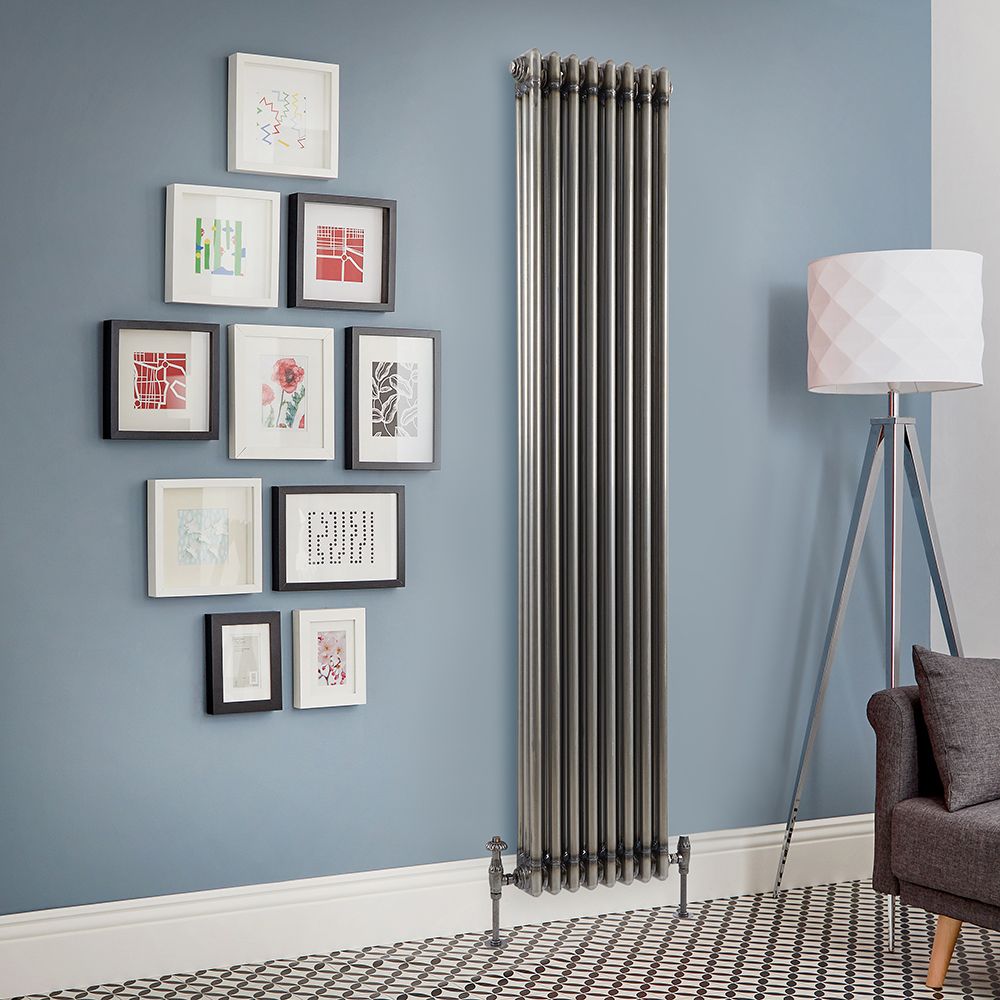 Radiateur style fonte rétro vertical – Triple rang – Métal brut laqué – 180 cm x 38 cm - Windsor