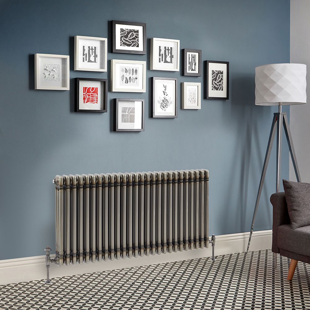 Radiateur style fonte rétro horizontal – Triple rang – Métal brut laqué – 60 cm x 119 cm - Windsor