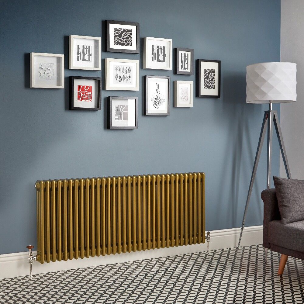 Radiateur rétro horizontal à triple rangs – Or métallisé - Choix de tailles - Windsor