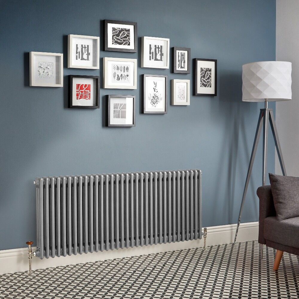 Radiateur rétro horizontal à triple rangs – Argent métallisé – Choix de tailles - Windsor