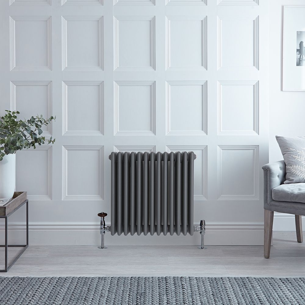 Radiateur style fonte horizontal – Anthracite – 60 cm x 60,5 cm – Quatre rangs – Windsor