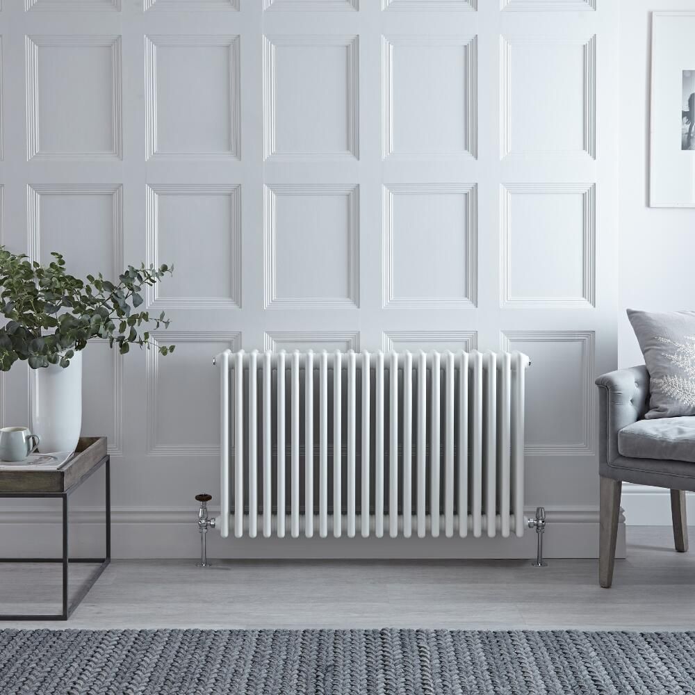 Radiateur style fonte horizontal - Blanc - Quatre rangs - 60 cm x 101 cm – Windsor