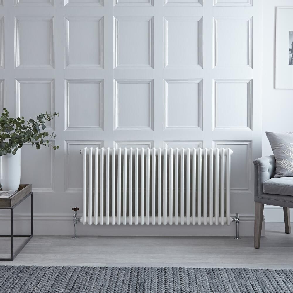 Radiateur style fonte horizontal - Blanc - Quatre rangs - 60 cm x 119,3 cm – Windsor