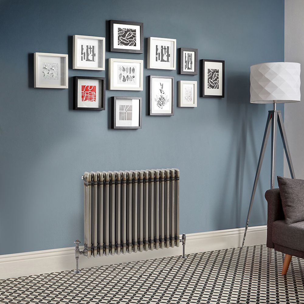 Radiateur style fonte rétro horizontal – Triple rang – Métal brut laqué – 50 cm x 78,5 cm - Windsor