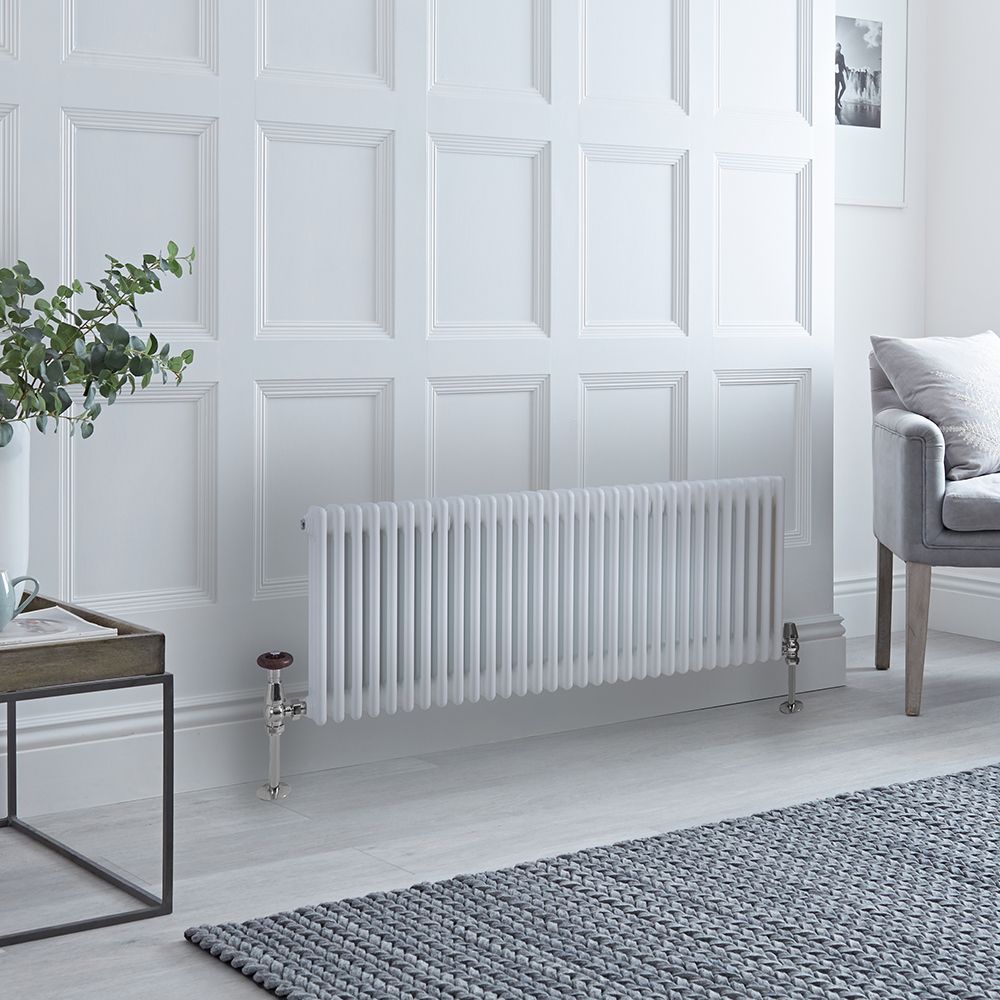 Radiateur style fonte horizontal – Blanc – 50 cm x 141,5 cm – Triple rangs – Windsor