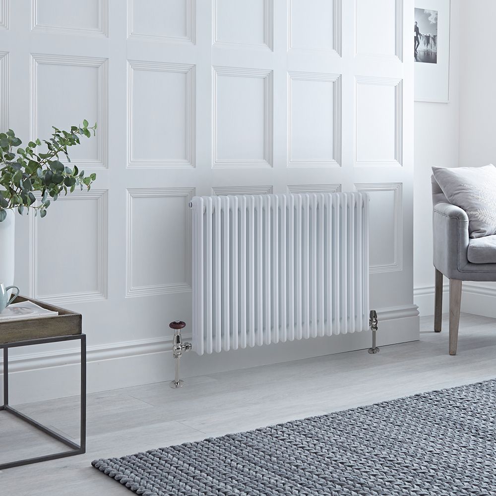 Radiateur style fonte horizontal – Blanc – 75 cm x 101 cm – Triple rangs – Windsor