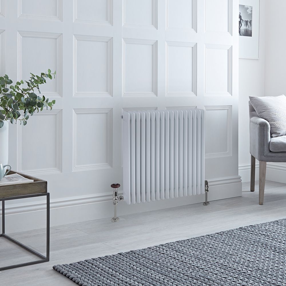 Radiateur style fonte horizontal - Blanc - Quatre rangs - 75 cm x 78,5 cm – Windsor