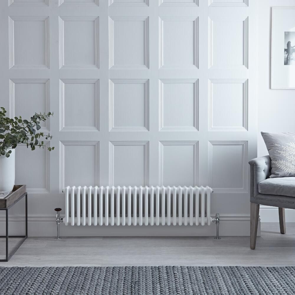 Radiateur style fonte horizontal – Blanc – 30 cm x 119 cm – Triple rang – Windsor