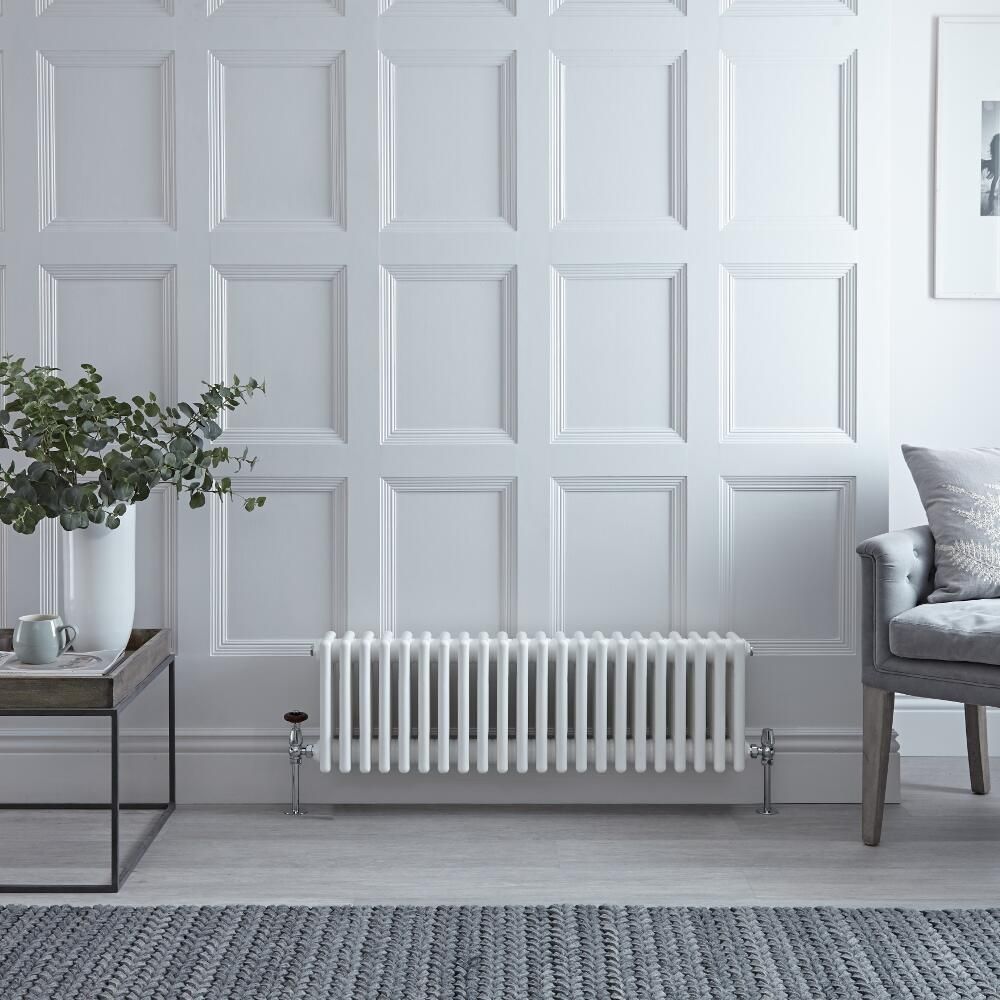 Radiateur style fonte horizontal - Blanc - Quatre rangs - 30 cm x 101 cm – Windsor