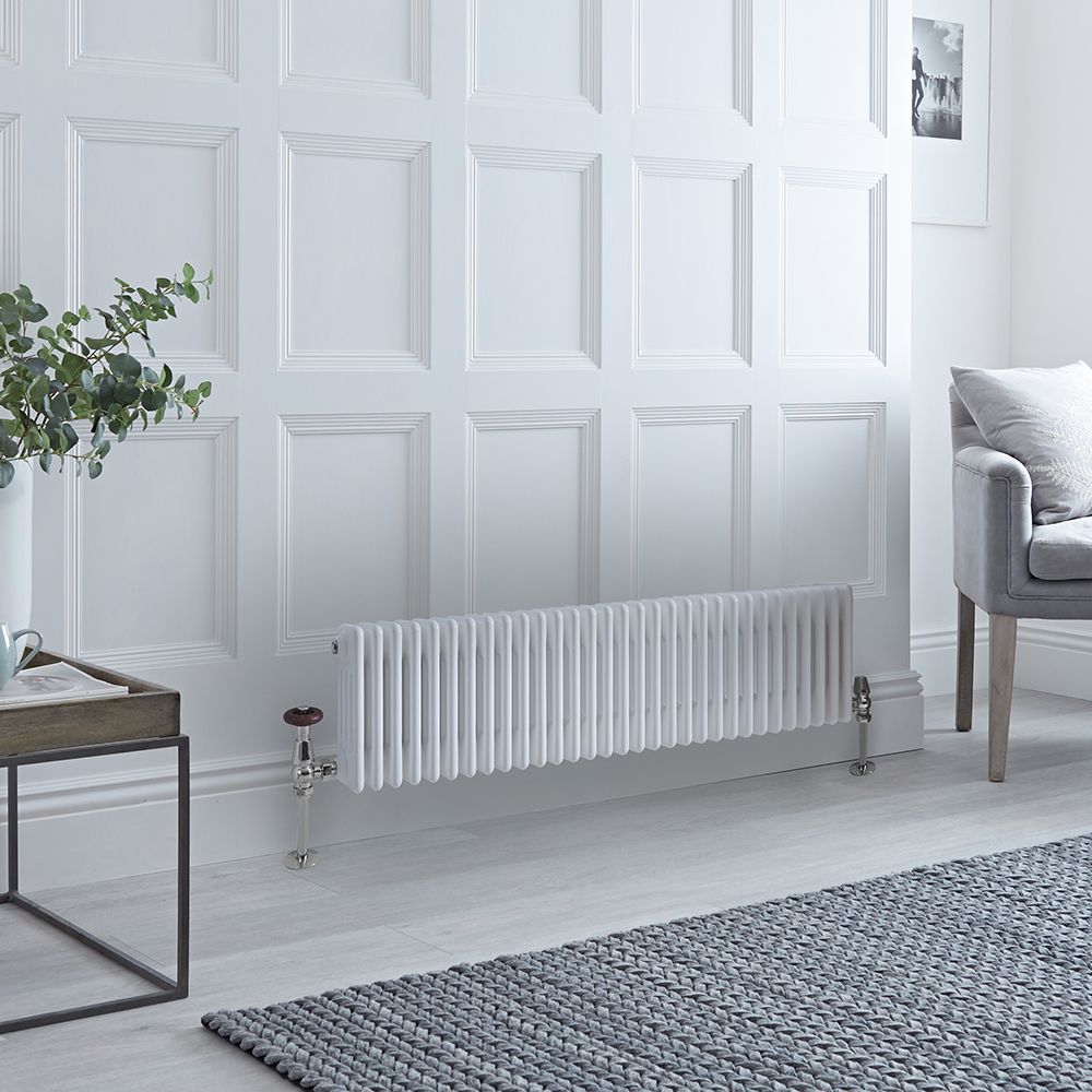 Radiateur style fonte horizontal - Blanc - Quatre rangs - 30 cm x 141,5 cm – Windsor
