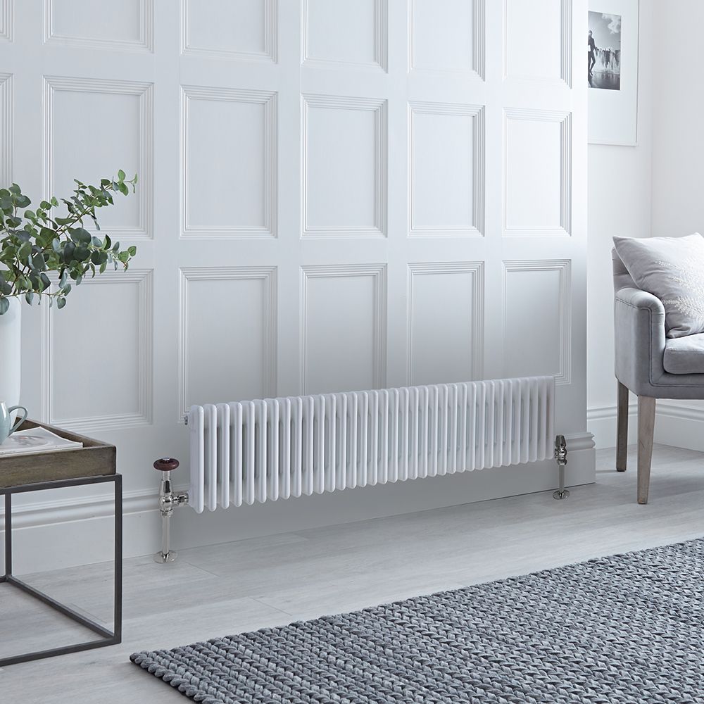Radiateur style fonte horizontal - Blanc - Quatre rangs - 30 cm x 159,5 cm – Windsor