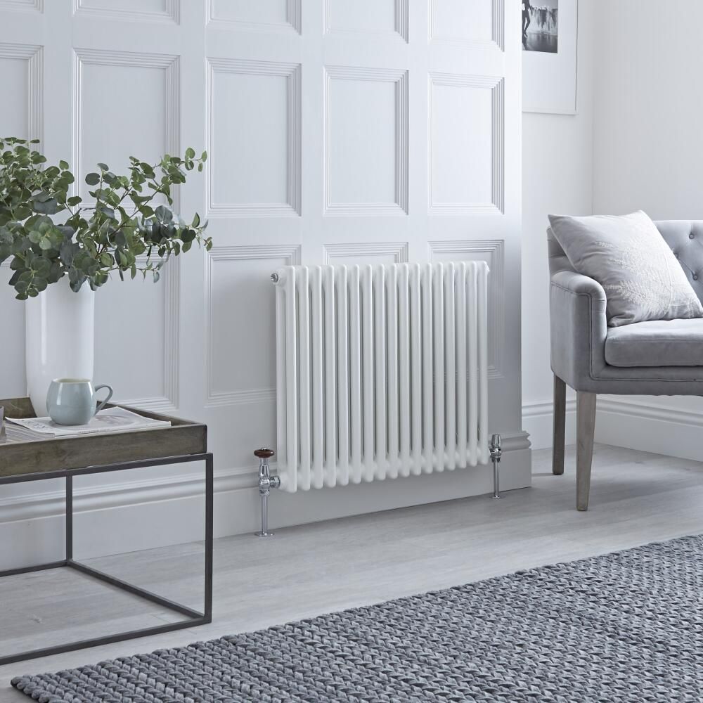 Radiateur style fonte rétro horizontal – Blanc - Double rang – Choix de tailles et de pieds - Windsor