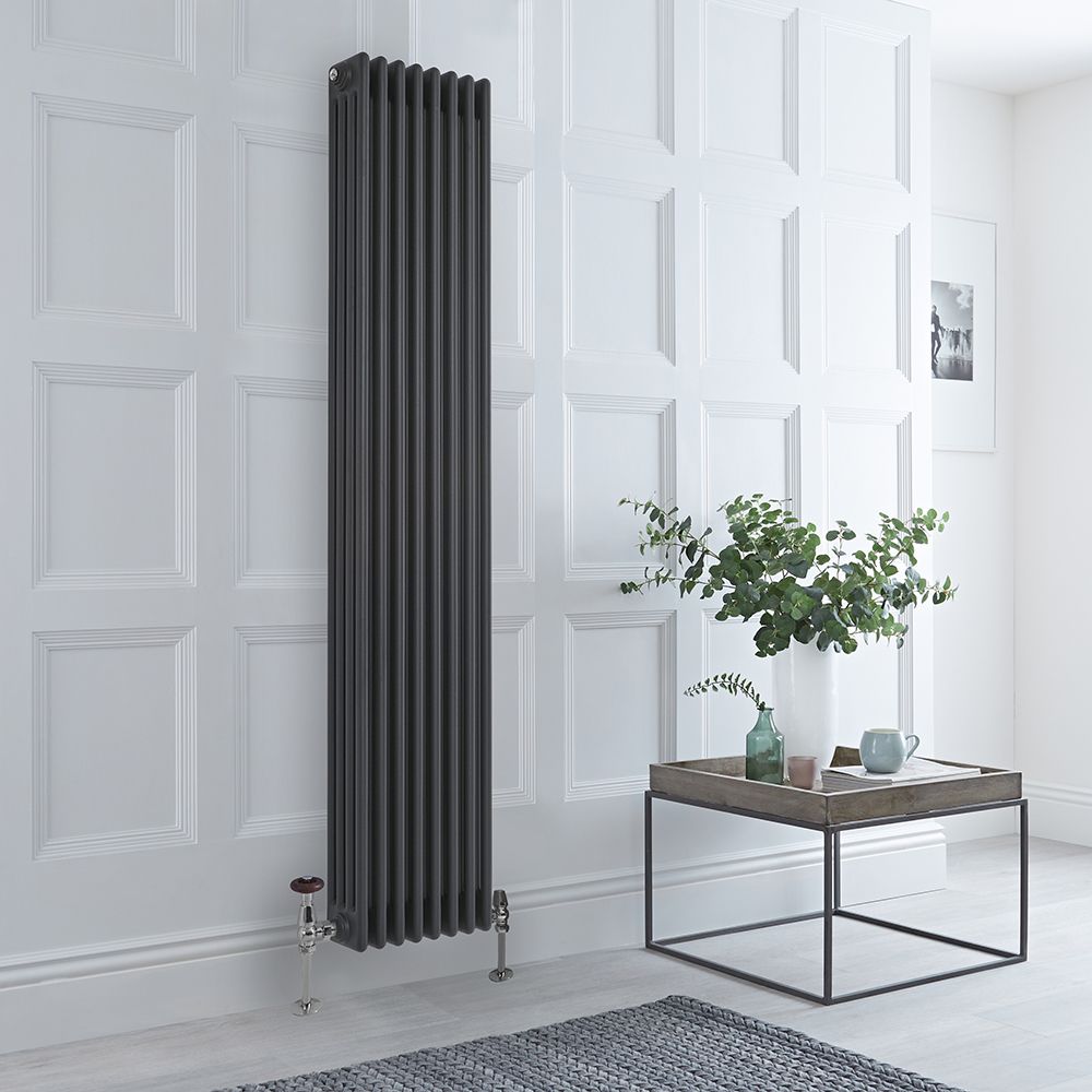 Radiateur style fonte vertical – Anthracite – 180 cm x 38 cm – Quatre rangs – Windsor