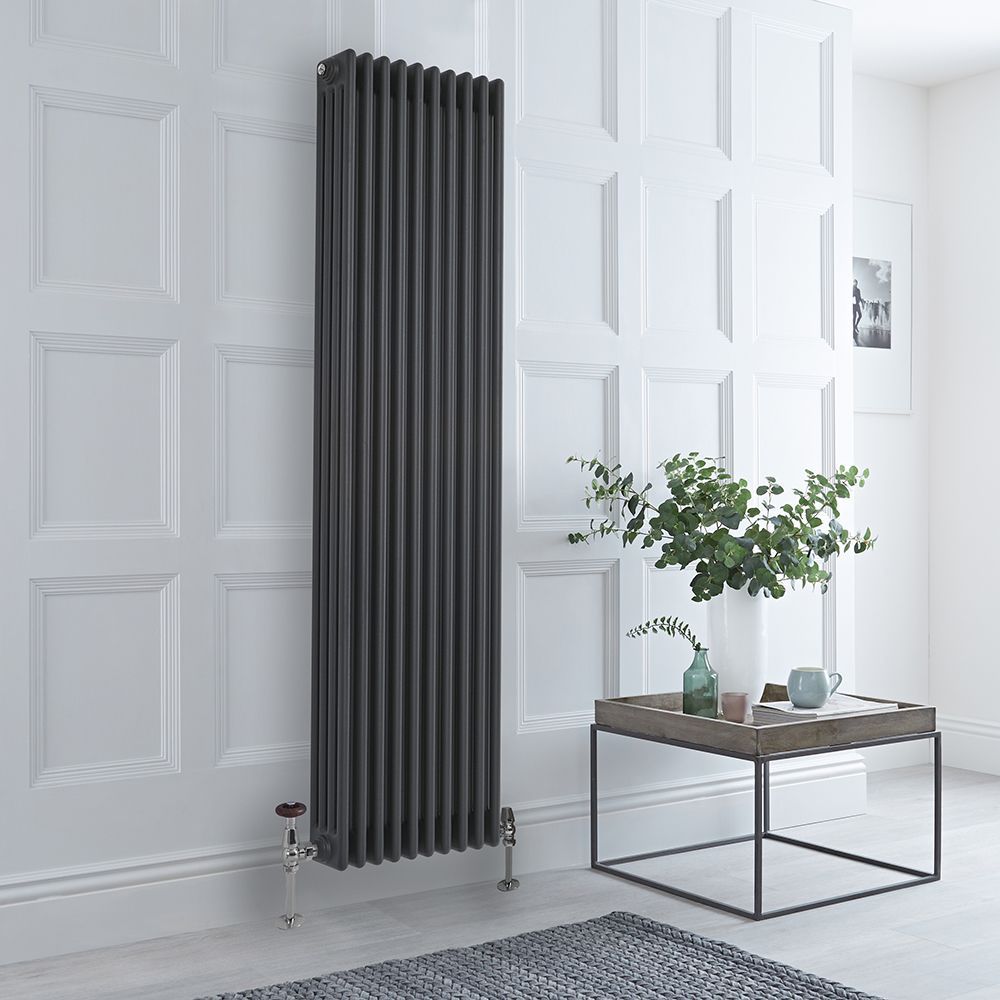Windsor - Radiateur vertical traditionnel à quatre rangs 180 cm anthracite - Plusieurs largeurs disponibles